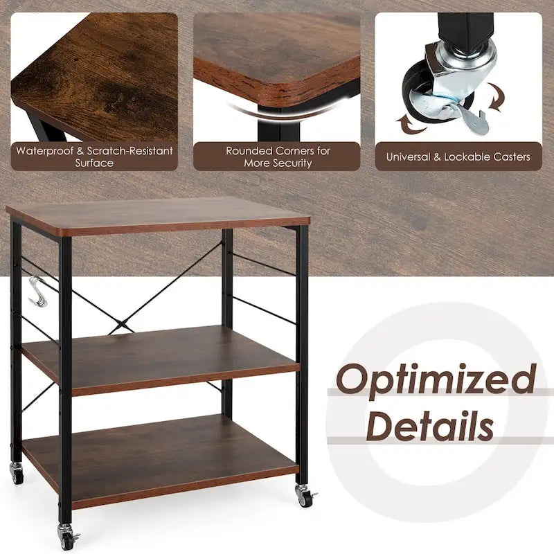 Costway 3-Tier Kitchen Baker's Rack Microwave Oven Storage Cart w/ - See details