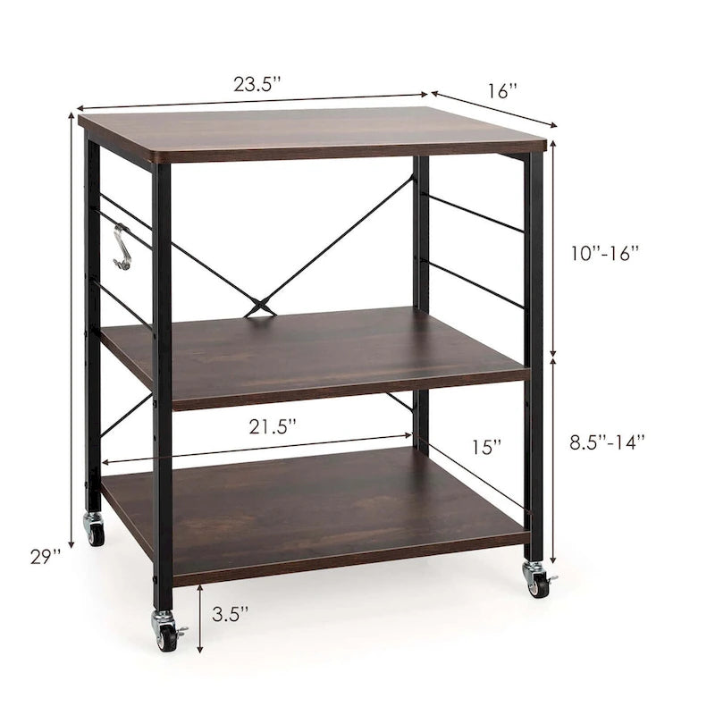 Costway 3-Tier Kitchen Baker's Rack Microwave Oven Storage Cart w/ - See details
