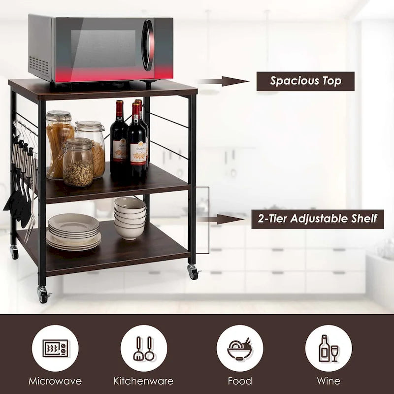 Costway 3-Tier Kitchen Baker's Rack Microwave Oven Storage Cart w/ - See details