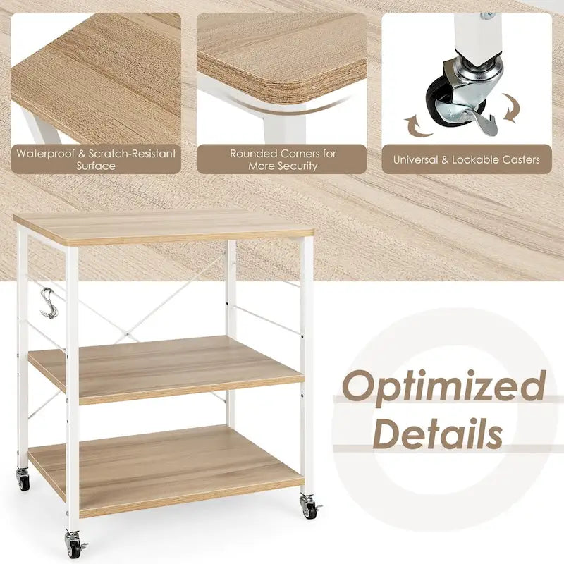Costway 3-Tier Kitchen Baker's Rack Microwave Oven Storage Cart w/ - See details