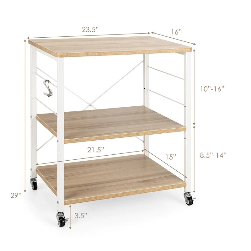 Costway 3-Tier Kitchen Baker's Rack Microwave Oven Storage Cart w/ - See details