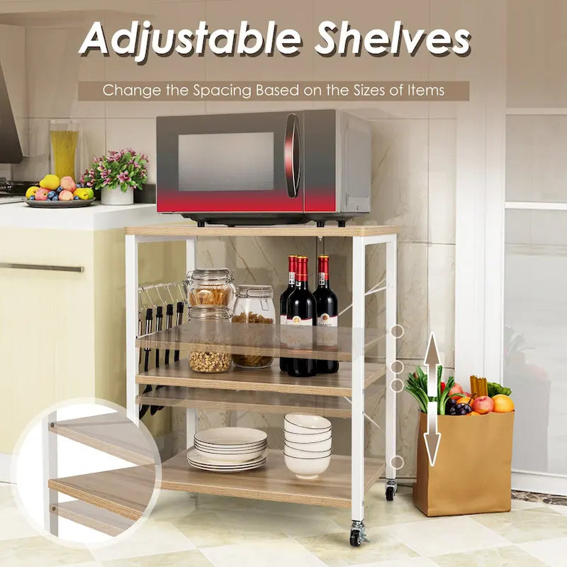 Costway 3-Tier Kitchen Baker's Rack Microwave Oven Storage Cart w/ - See details