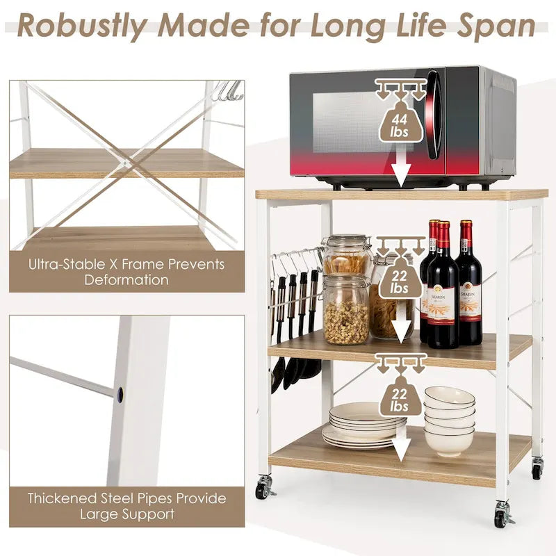 Costway 3-Tier Kitchen Baker's Rack Microwave Oven Storage Cart w/ - See details
