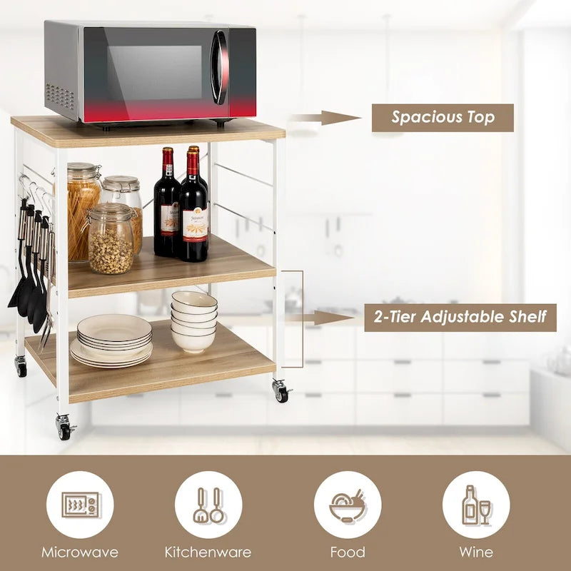 Costway 3-Tier Kitchen Baker's Rack Microwave Oven Storage Cart w/ - See details