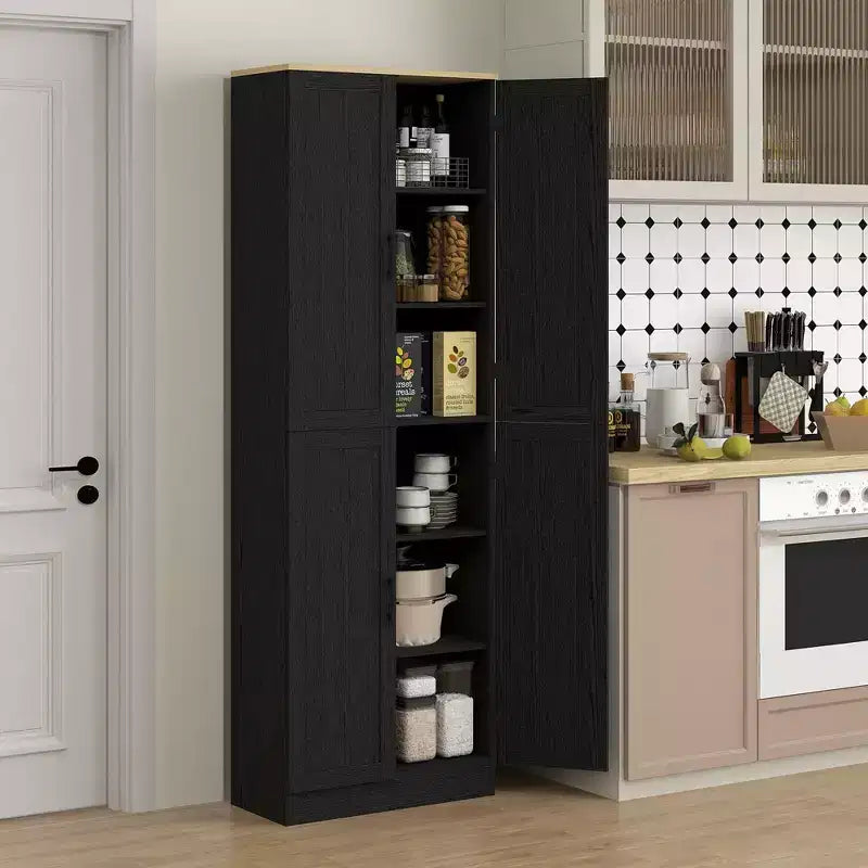HOMCOM vrijstaande keukenkast van 67 inch, opbergkast met 4 deuren, verstelbare planken en deuren