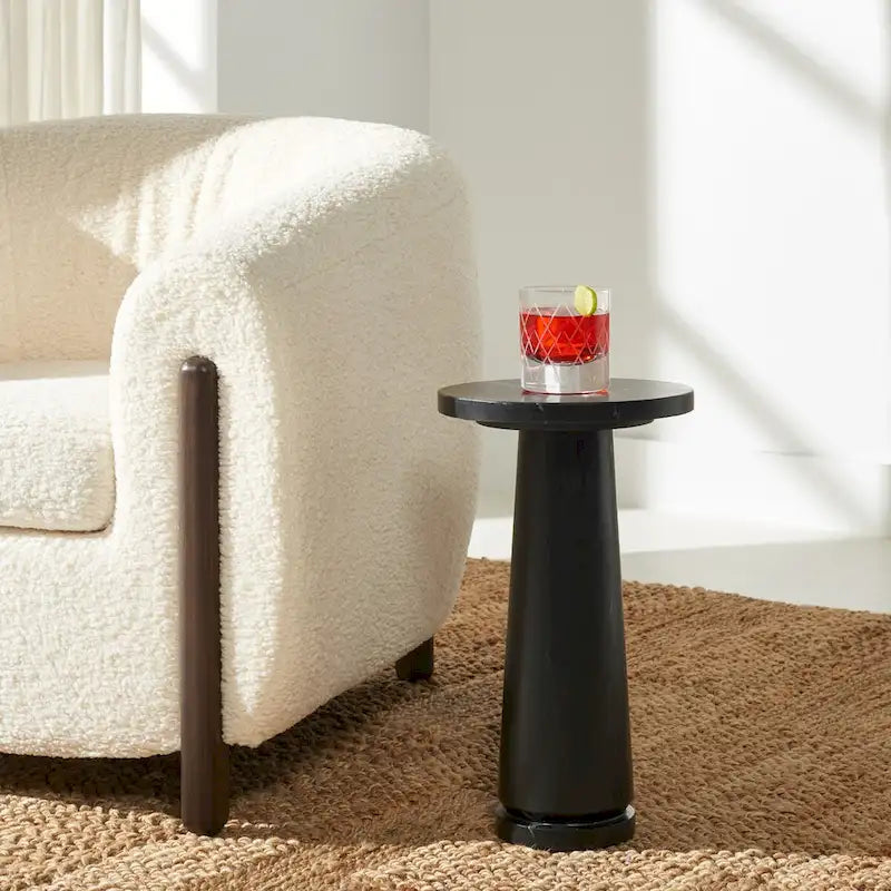 SAFAVIEH Couture Jose runder Marmortisch als Akzenttisch – 10Wx10Dx18H
