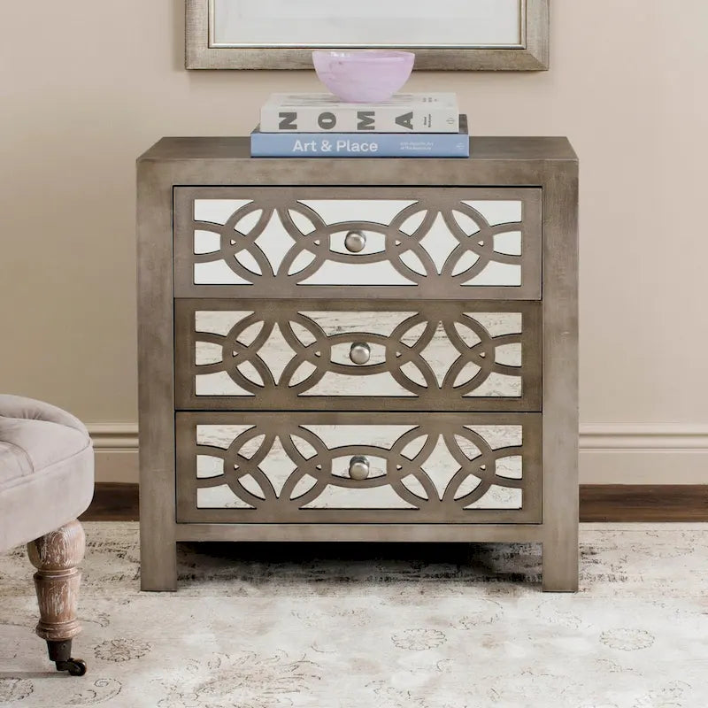 SAFAVIEH Nairne Grey 3-Drawer Chest - 26Wx12Dx28H