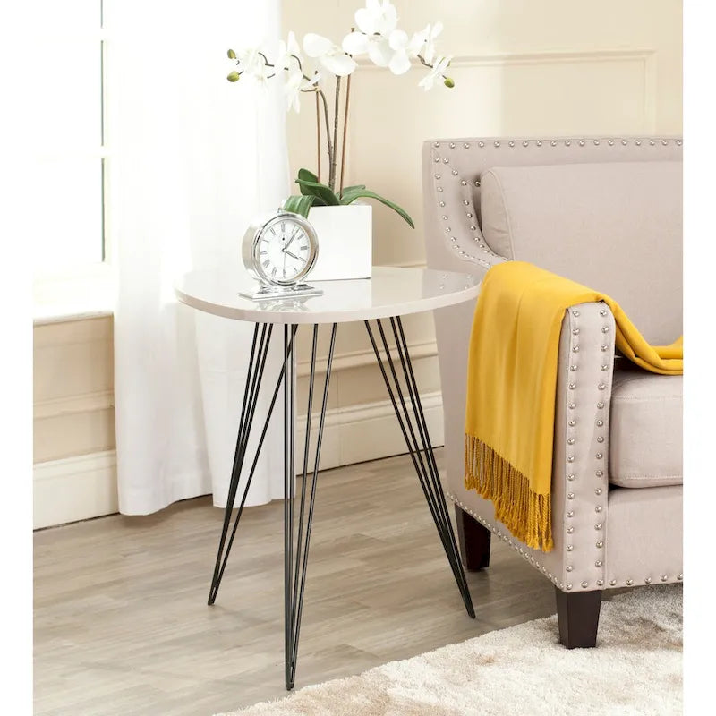 Tavolino laterale laccato bianco/nero SAFAVIEH Luann - 19.6 x 19.6 x 23.6 - 20Wx20Dx24H