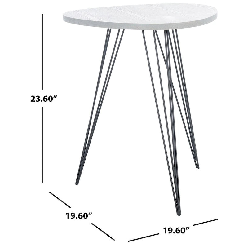 Tavolino laterale laccato bianco/nero SAFAVIEH Luann - 19.6 x 19.6 x 23.6 - 20Wx20Dx24H