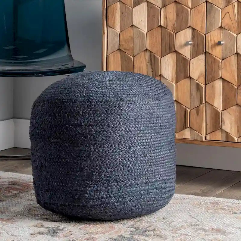 Pouf ottoman tressé en jute naturel Bristol de Nuloom