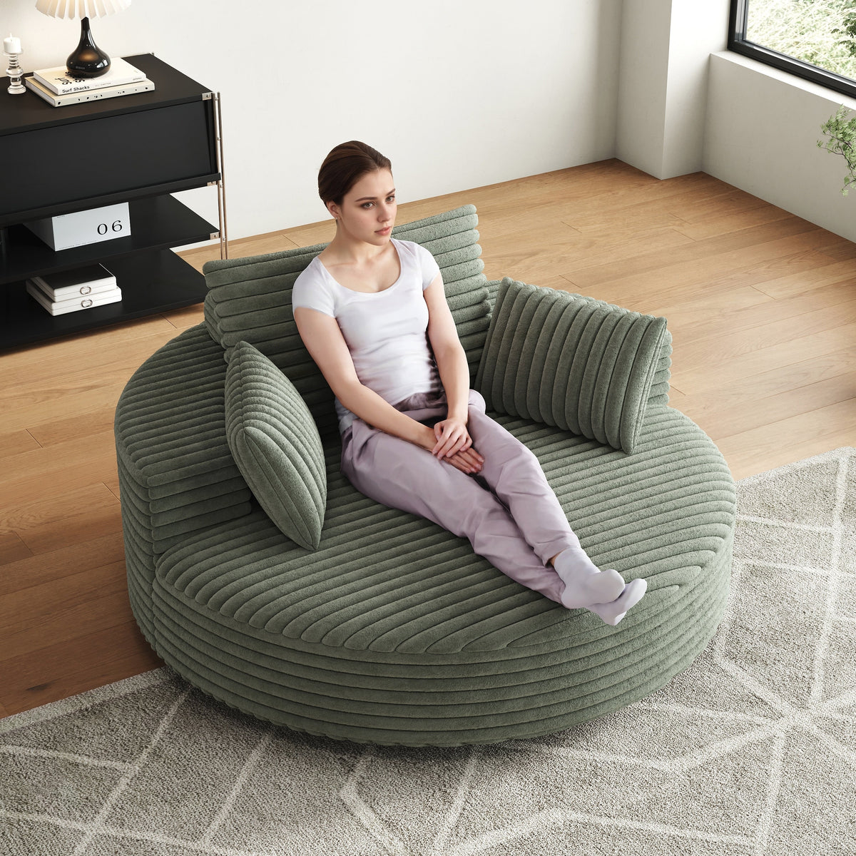 Einzelner Drehstuhl aus Cord-Chenille-Schaumstoff