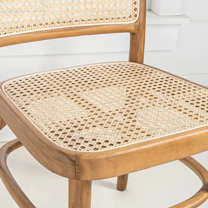 Krzesło do jadalni Cukor z drewna i rattanu w stylu vintage mid-century, naturalne (zestaw 2 szt.) marki JONATHAN Y