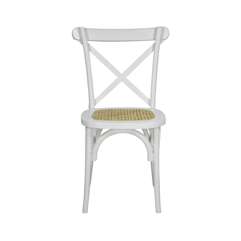 Silla de comedor de madera y ratán con respaldo en X, estilo clásico tradicional Colmar, natural (conjunto de 2) de JONATHAN Y