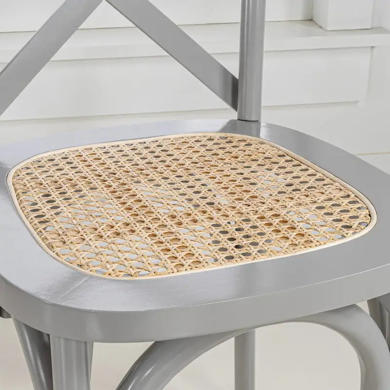 Colmar klasszikus, hagyományos, X háttámlás, természetes színű fa- és rattan étkezőszék, JONATHAN Y, 2 darabos készlet