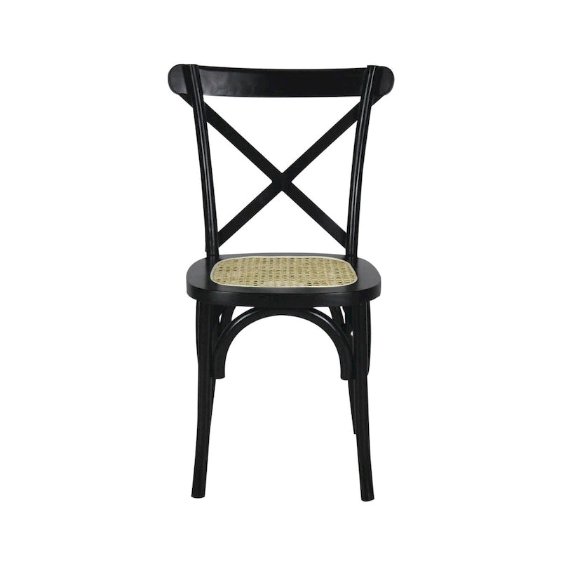 Colmar klasszikus, hagyományos, X háttámlás, természetes színű fa- és rattan étkezőszék, JONATHAN Y, 2 darabos készlet