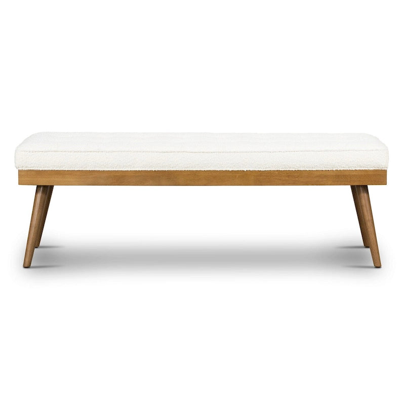 Banc en tissu Luca de Poly & Bark – assise capitonnée avec pieds en bois massif