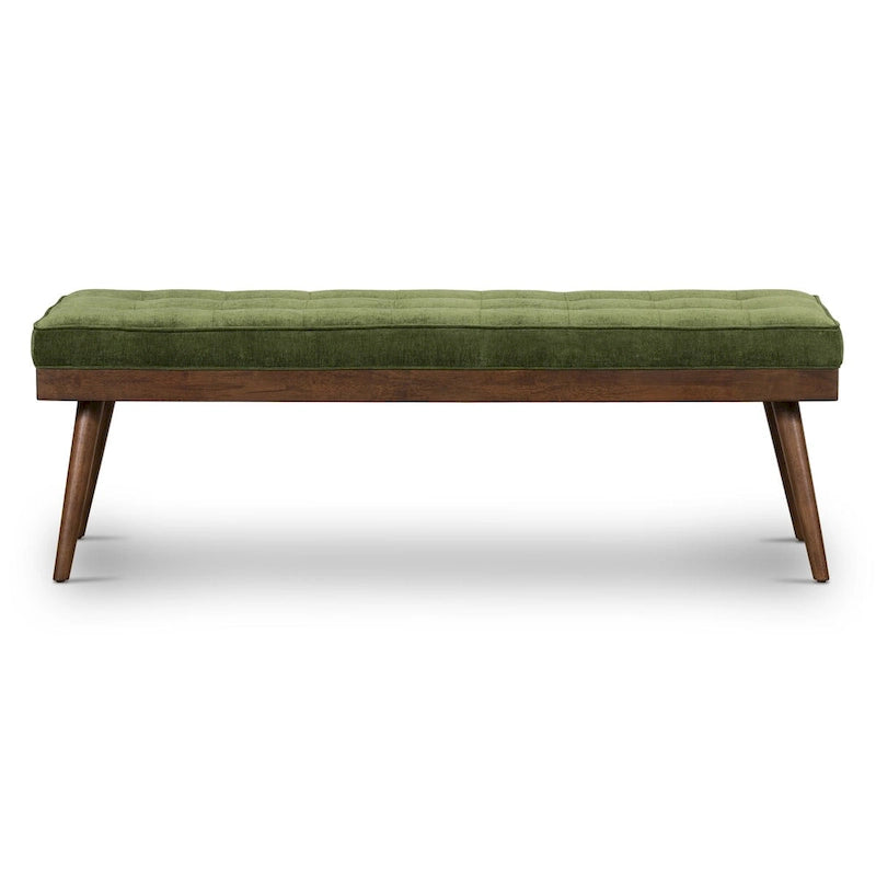 Poly & Bark Luca Fabric Bench - Tufted Seat with Solid Wood Legs