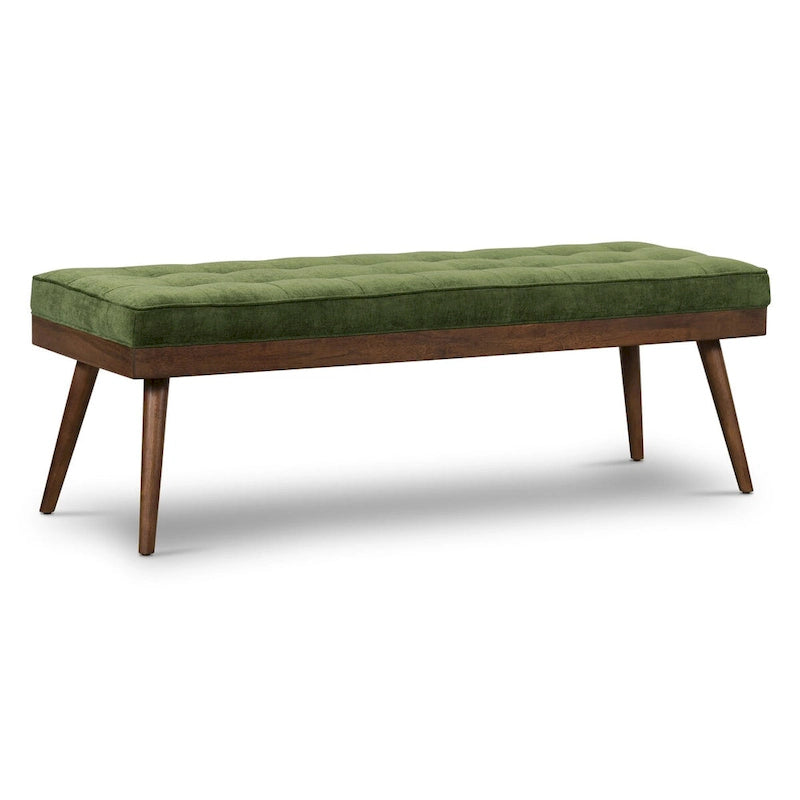 Banc en tissu Luca de Poly & Bark – assise capitonnée avec pieds en bois massif