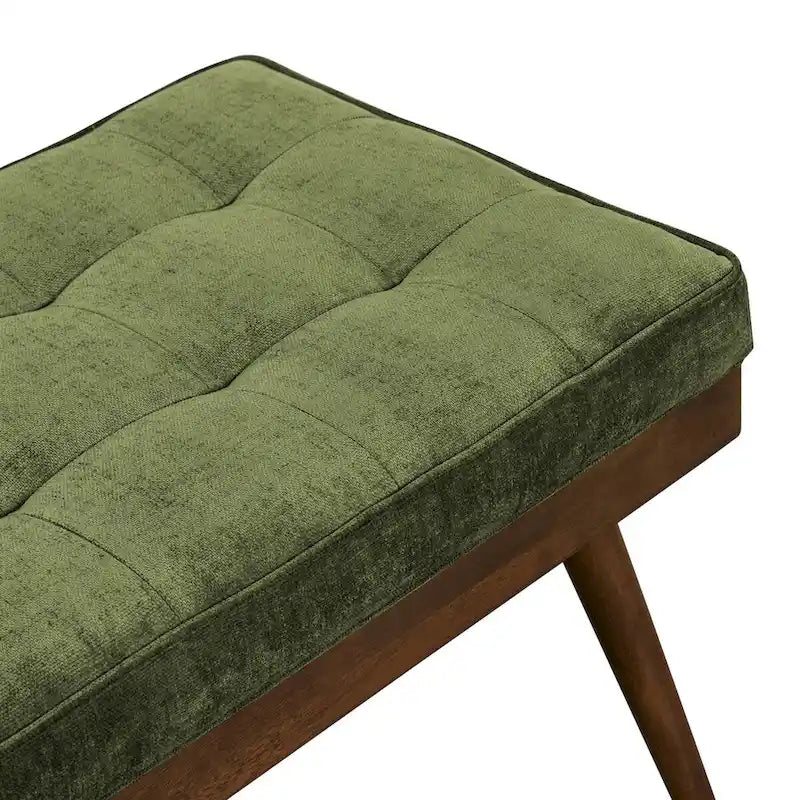 Banc en tissu Luca de Poly & Bark – assise capitonnée avec pieds en bois massif