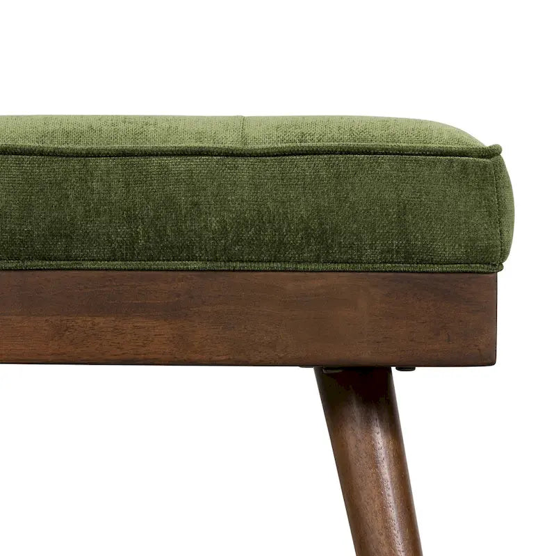 Banc en tissu Luca de Poly & Bark – assise capitonnée avec pieds en bois massif