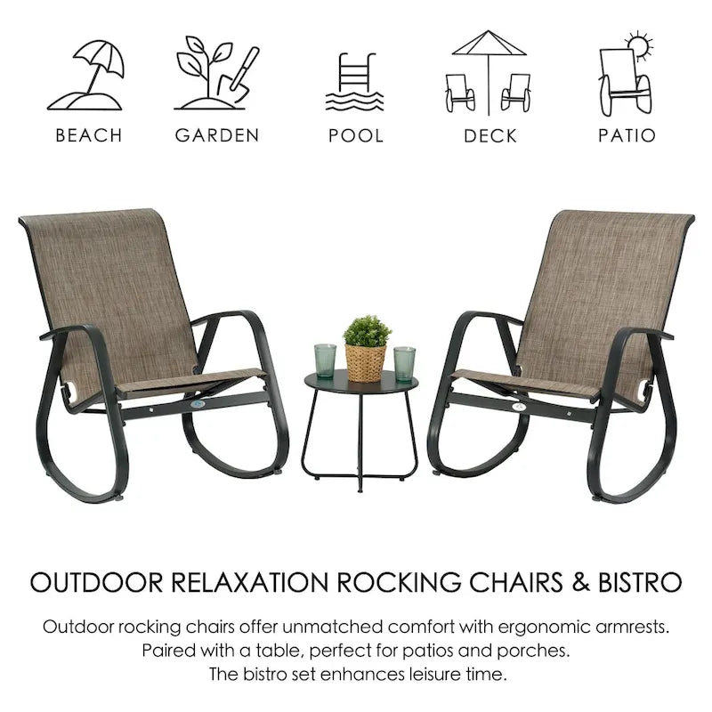 Kozyard moderner Outdoor-Schaukelstuhl mit Sling-Sitz für die Terrasse