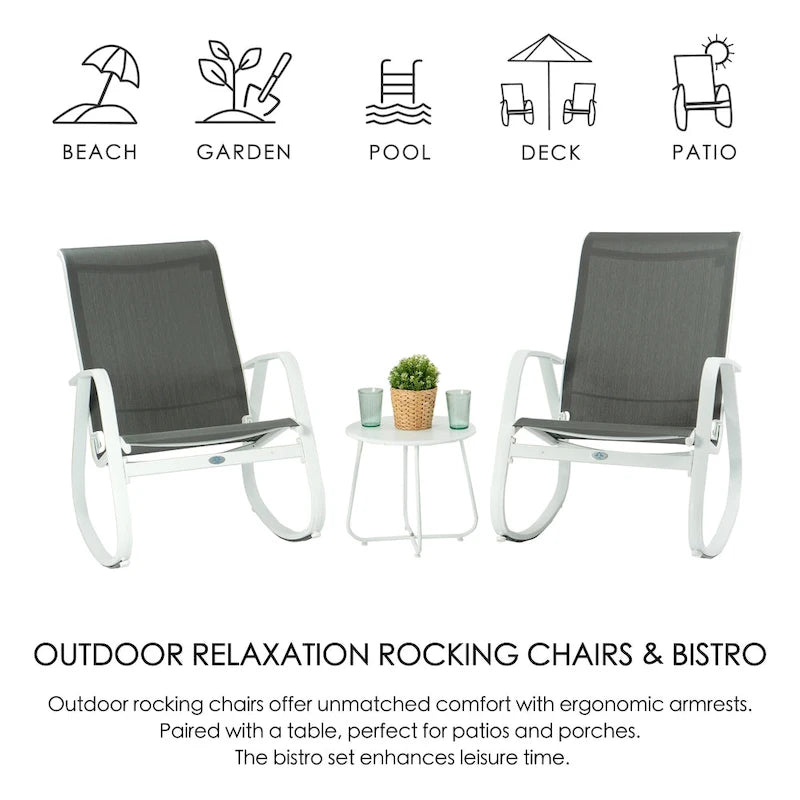 Kozyard moderner Outdoor-Schaukelstuhl mit Sling-Sitz für die Terrasse