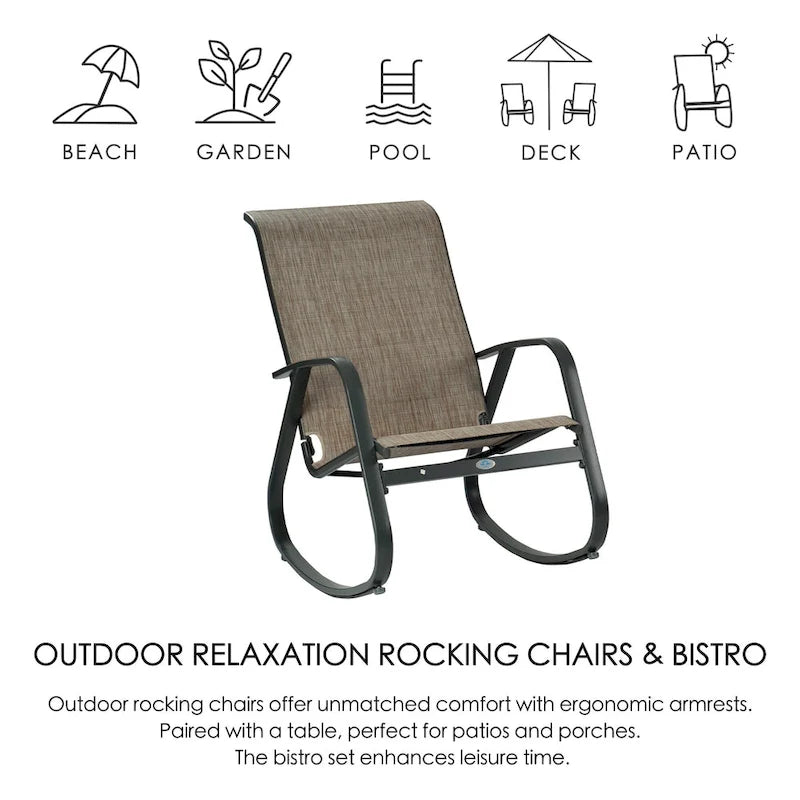 Kozyard moderner Outdoor-Schaukelstuhl mit Sling-Sitz für die Terrasse