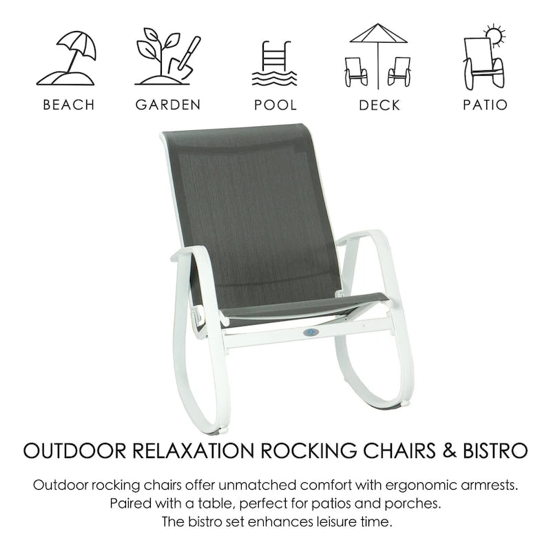 Kozyard moderner Outdoor-Schaukelstuhl mit Sling-Sitz für die Terrasse