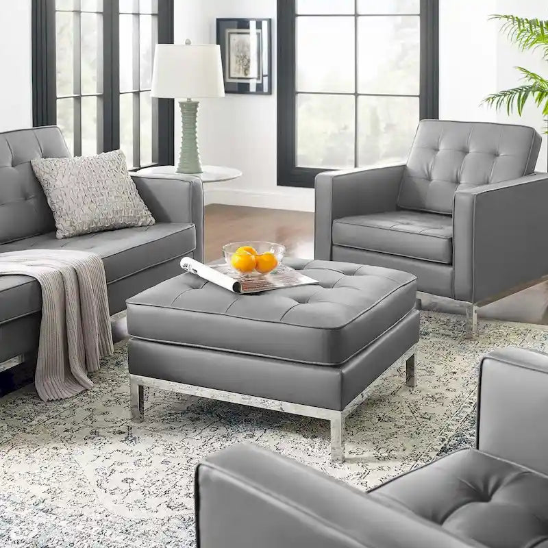 Loft Kapitone Suni Deri Puf