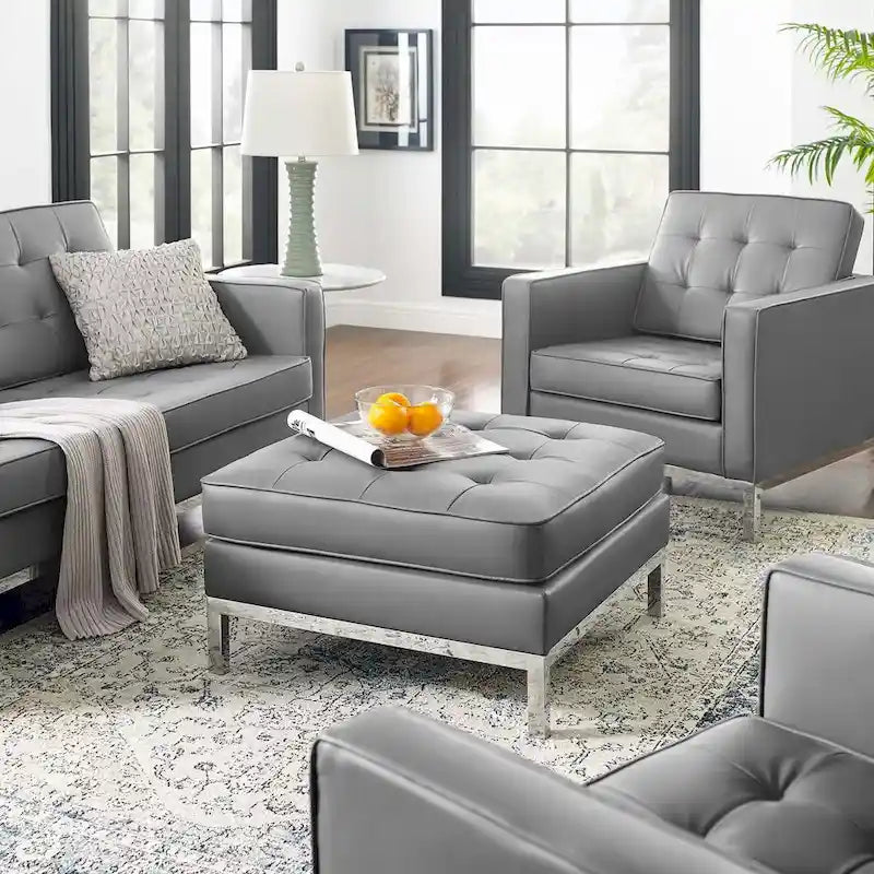 Loft Kapitone Suni Deri Puf
