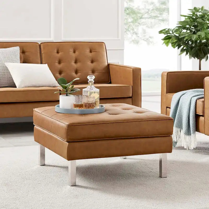 Loft Kapitone Suni Deri Puf