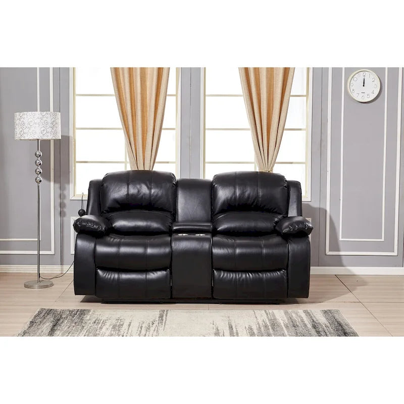 3-częściowy zestaw mebli do salonu Betsy z klejonej skóry z elektrycznie rozkładanymi siedziskami: sofa, sofa dwuosobowa i fotel