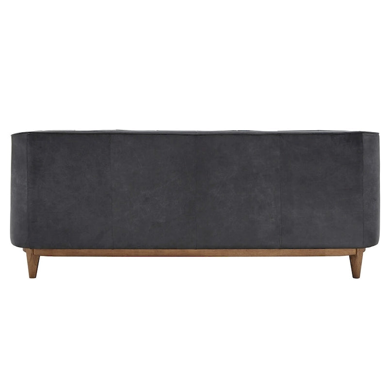 Divanetto Tullio in pelle nera con trapuntatura a bottoni di iNSPIRE Q Modern - Divano