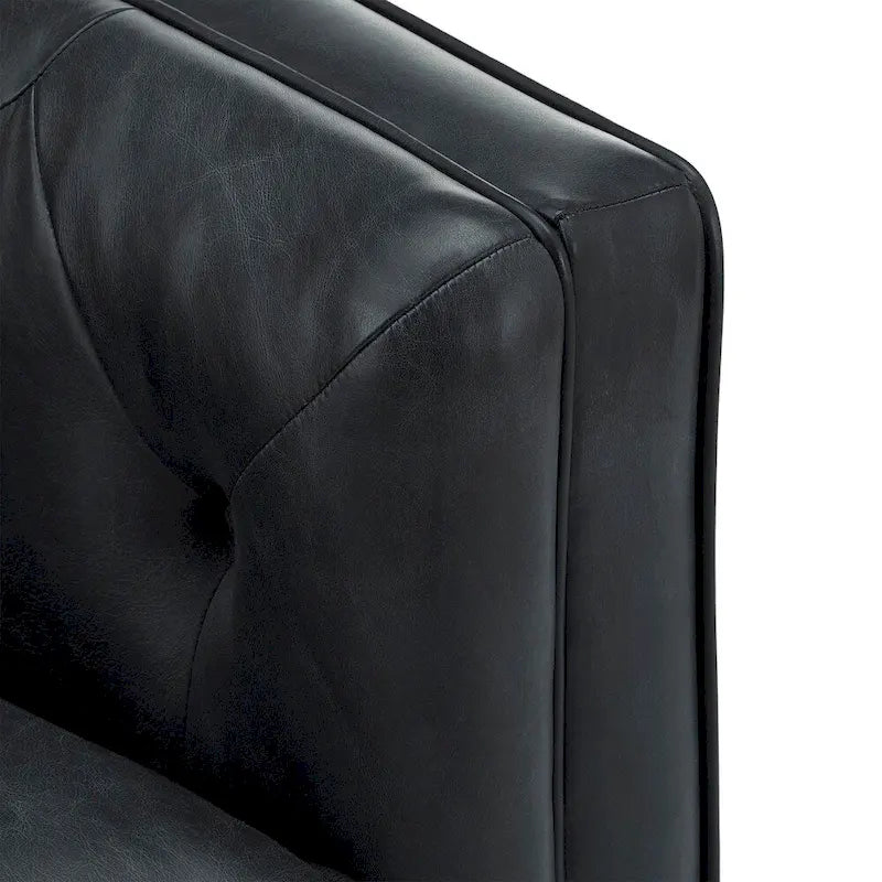 Divanetto Tullio in pelle nera con trapuntatura a bottoni di iNSPIRE Q Modern - Divano