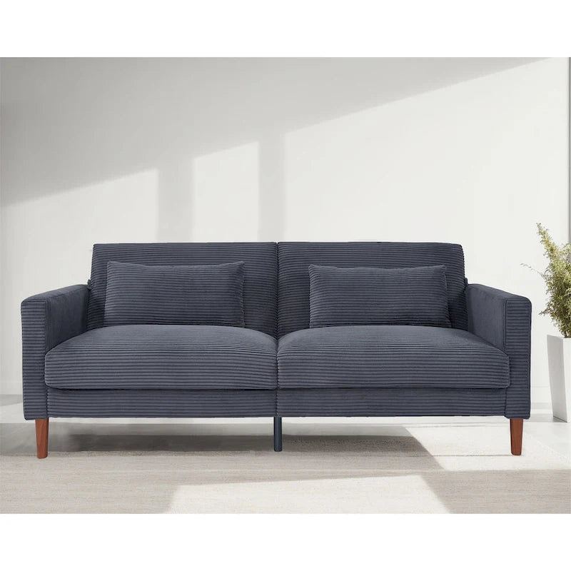 Kanapa, sofa i dwuosobowa sofa z sztruksu, mebel z 2 poduszkami do salonu i sypialni