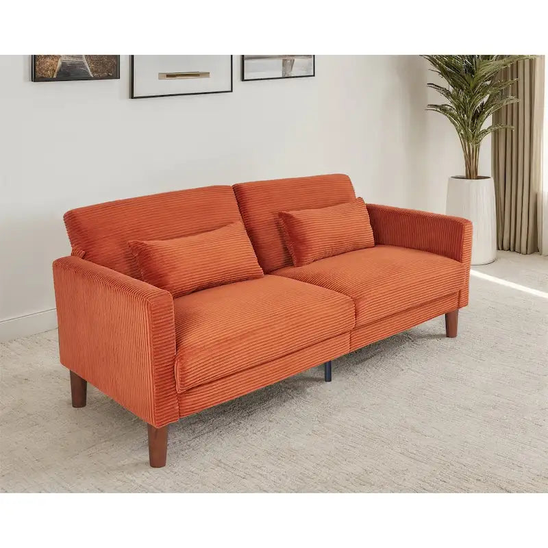 Kanapa, sofa i dwuosobowa sofa z sztruksu, mebel z 2 poduszkami do salonu i sypialni