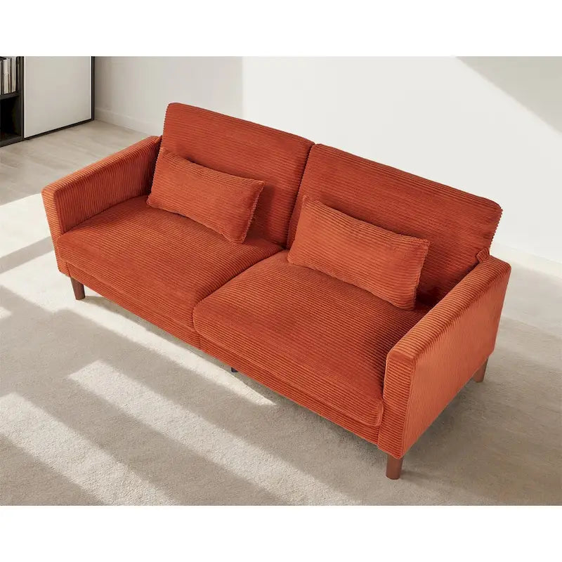 Kanapa, sofa i dwuosobowa sofa z sztruksu, mebel z 2 poduszkami do salonu i sypialni