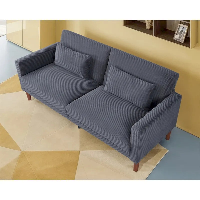 Kanapa, sofa i dwuosobowa sofa z sztruksu, mebel z 2 poduszkami do salonu i sypialni