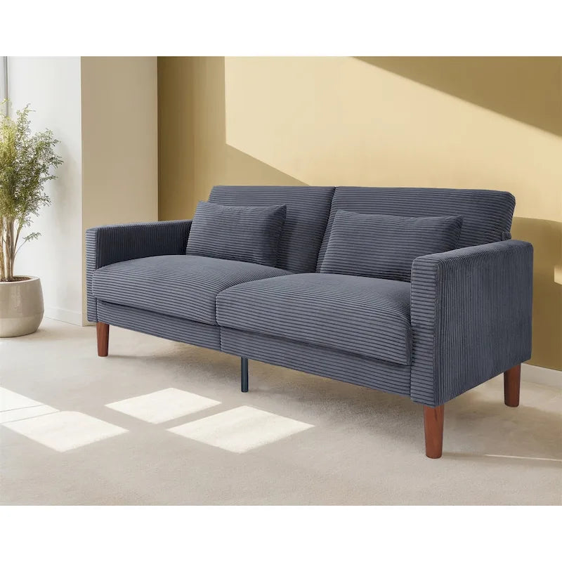 Kanapa, sofa i dwuosobowa sofa z sztruksu, mebel z 2 poduszkami do salonu i sypialni