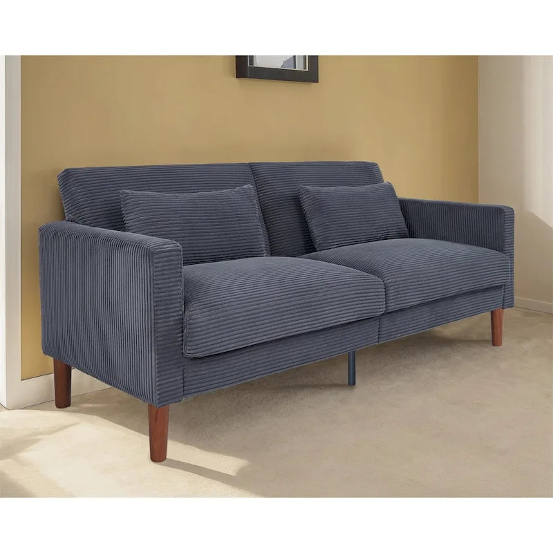 Kanapa, sofa i dwuosobowa sofa z sztruksu, mebel z 2 poduszkami do salonu i sypialni
