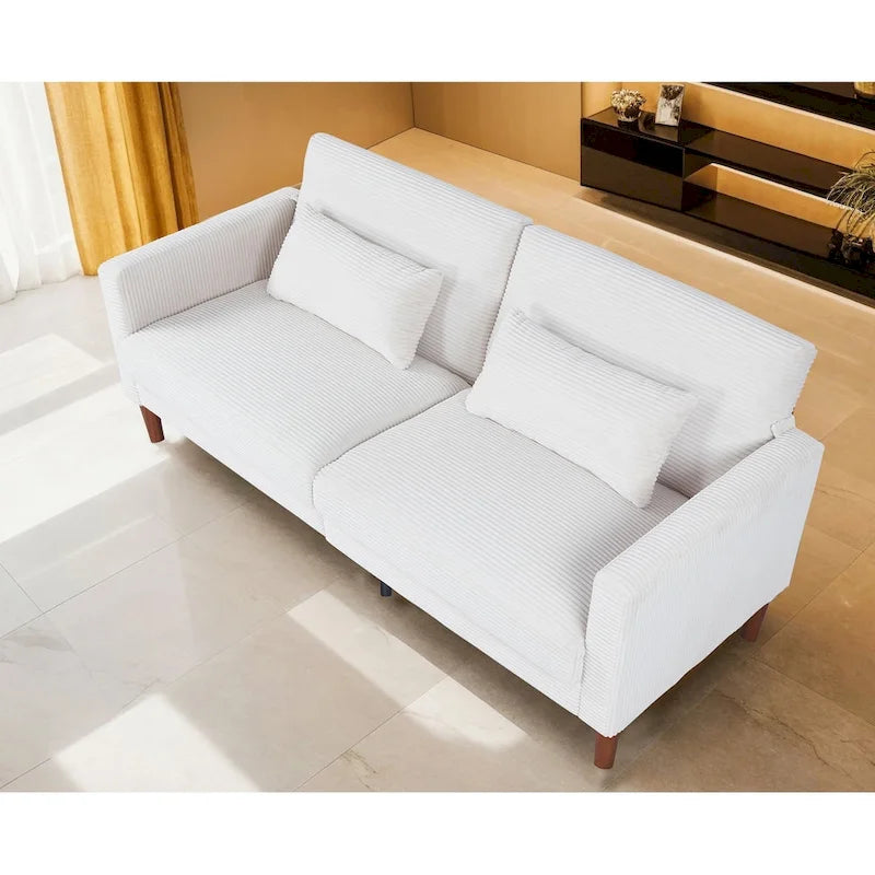 Kanapa, sofa i dwuosobowa sofa z sztruksu, mebel z 2 poduszkami do salonu i sypialni