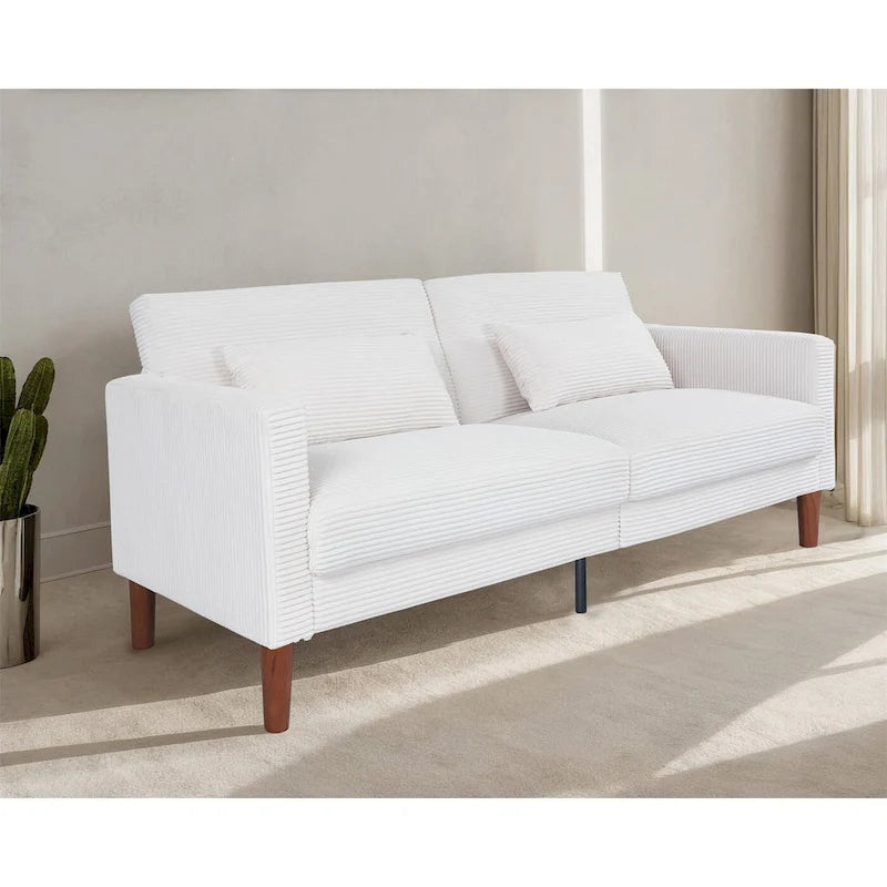 Kanapa, sofa i dwuosobowa sofa z sztruksu, mebel z 2 poduszkami do salonu i sypialni