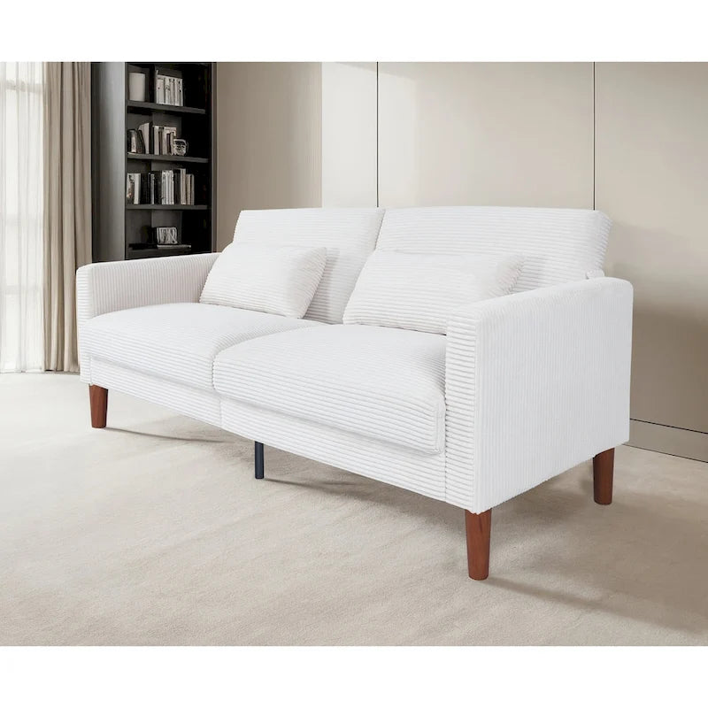 Kanapa, sofa i dwuosobowa sofa z sztruksu, mebel z 2 poduszkami do salonu i sypialni