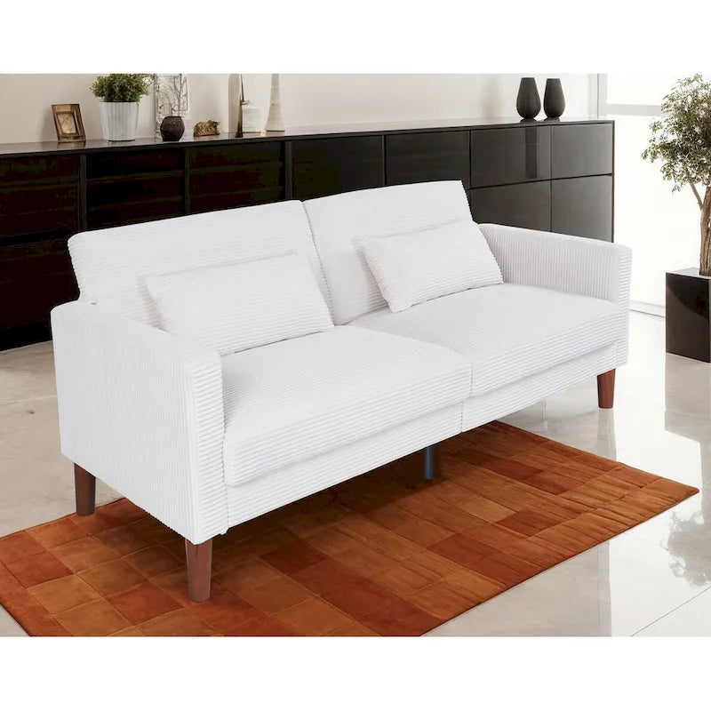 Kanapa, sofa i dwuosobowa sofa z sztruksu, mebel z 2 poduszkami do salonu i sypialni