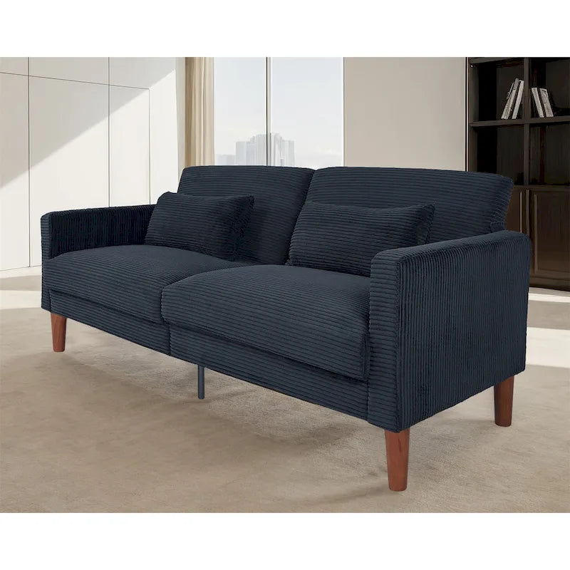 Kanapa, sofa i dwuosobowa sofa z sztruksu, mebel z 2 poduszkami do salonu i sypialni