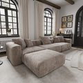 Divano componibile moderno con 5 cuscini, divano modulare componibile di lusso con chaise longue e pouf