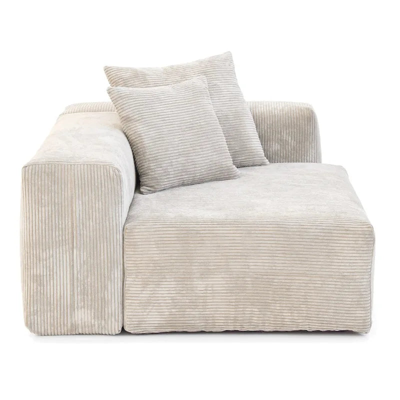 Divano componibile moderno con 5 cuscini, divano modulare componibile di lusso con chaise longue e pouf
