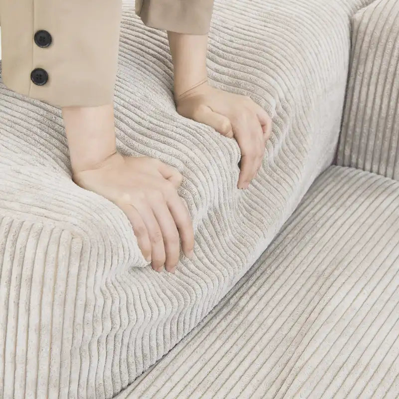 Divano componibile moderno con 5 cuscini, divano modulare componibile di lusso con chaise longue e pouf