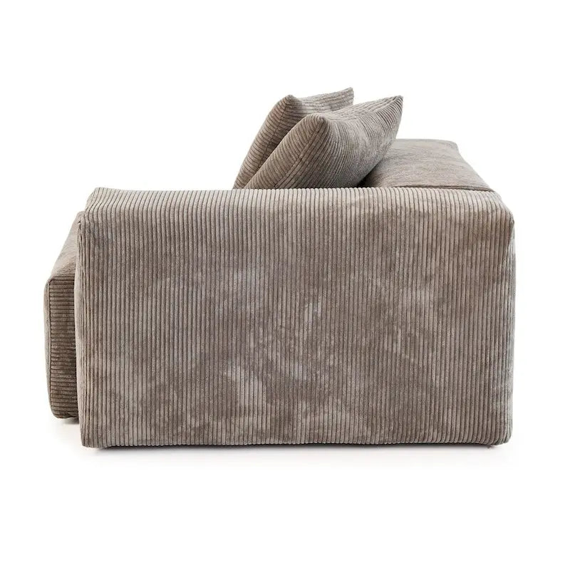 Divano componibile moderno con 5 cuscini, divano modulare componibile di lusso con chaise longue e pouf