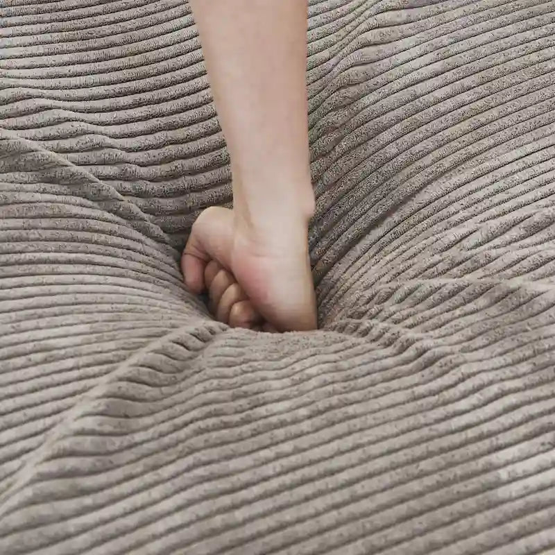 Divano componibile moderno con 5 cuscini, divano modulare componibile di lusso con chaise longue e pouf